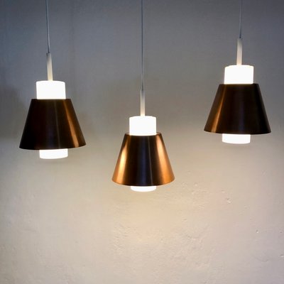 Glass and Copper P100 Pendant Lights by Staff, Set of 3-FFL-1374747