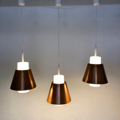 Glass and Copper P100 Pendant Lights by Staff, Set of 3-FFL-1374747