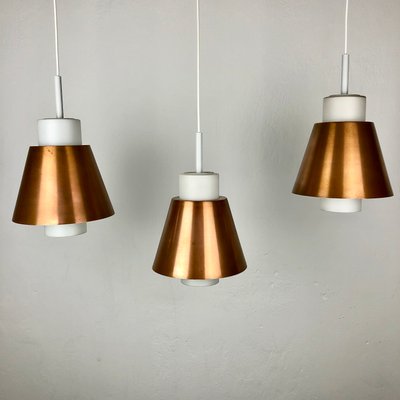 Glass and Copper P100 Pendant Lights by Staff, Set of 3-FFL-1374747