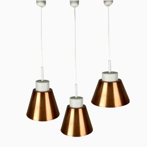 Glass and Copper P100 Pendant Lights by Staff, Set of 3-FFL-1374747