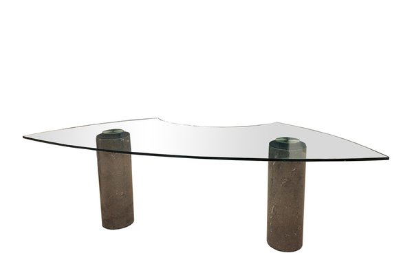 Glass and Marble Desk M4 Series by Angelo Mangiarotti for Skipper, Italy, 1985-YUW-1732308