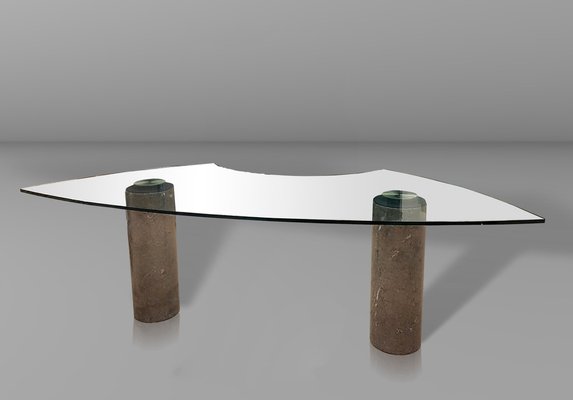 Glass and Marble Desk M4 Series by Angelo Mangiarotti for Skipper, Italy, 1985-YUW-1732308