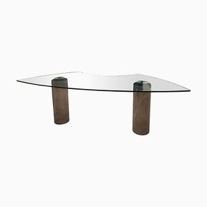 Glass and Marble Desk M4 Series by Angelo Mangiarotti for Skipper, Italy, 1985-YUW-1732308