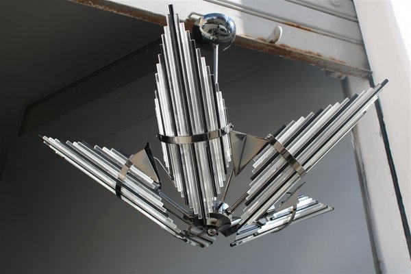 Glass and Metal Chandelier by Gaetano Sciolari for Sciolari-EH-1091823