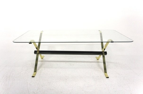 Glass and Metal Coffee Table, Sweden, 1970s-GEK-1735353