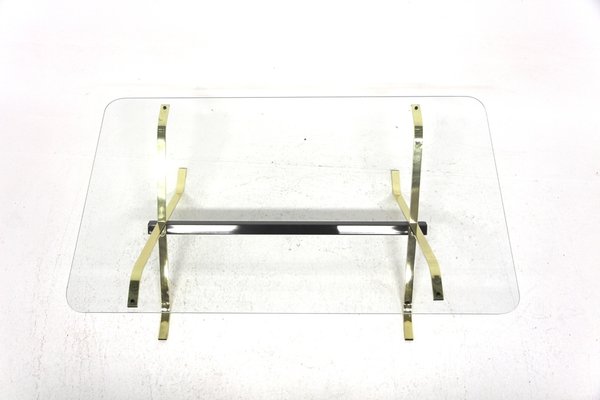 Glass and Metal Coffee Table, Sweden, 1970s-GEK-1735353