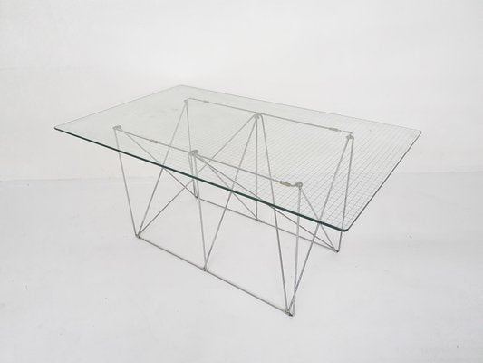 Glass and Metal Dining Table by Max Sauze, 1970s-ZO-1116137