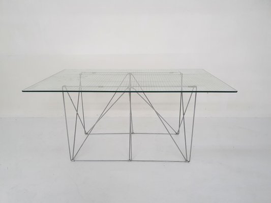 Glass and Metal Dining Table by Max Sauze, 1970s-ZO-1116137