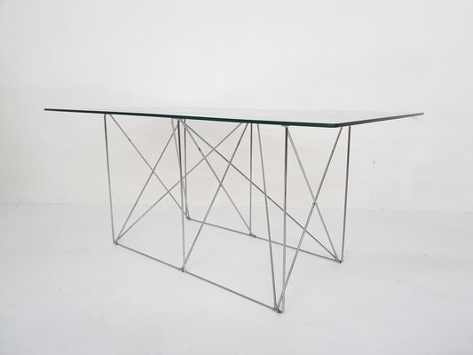 Glass and Metal Dining Table by Max Sauze, 1970s-ZO-1116137