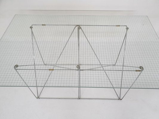 Glass and Metal Dining Table by Max Sauze, 1970s-ZO-1116137