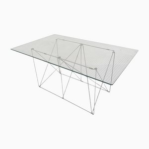 Glass and Metal Dining Table by Max Sauze, 1970s-ZO-1116137