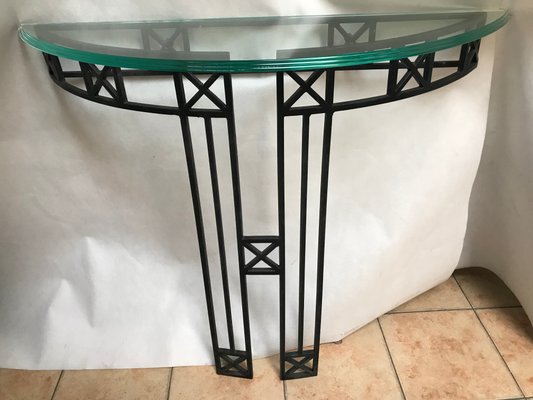 Glass and Metal Iron Console Side Table-WQQ-1344532