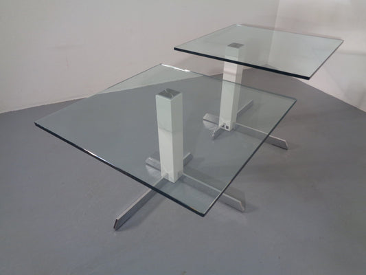 Glass and Metal Side Tables from WK Wohnen, 1990s, Set of 2