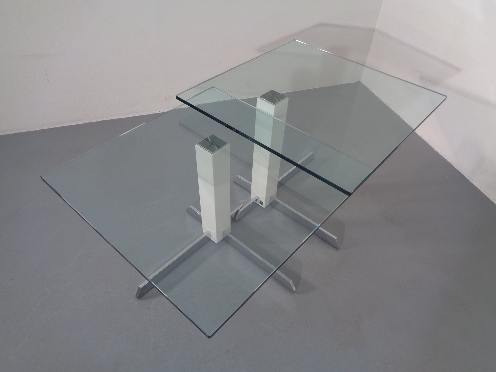 Glass and Metal Side Tables from WK Wohnen, 1990s, Set of 2