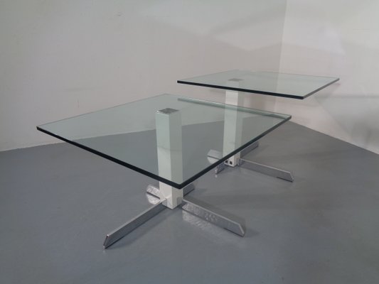 Glass and Metal Side Tables from WK Wohnen, 1990s, Set of 2-RDW-688726