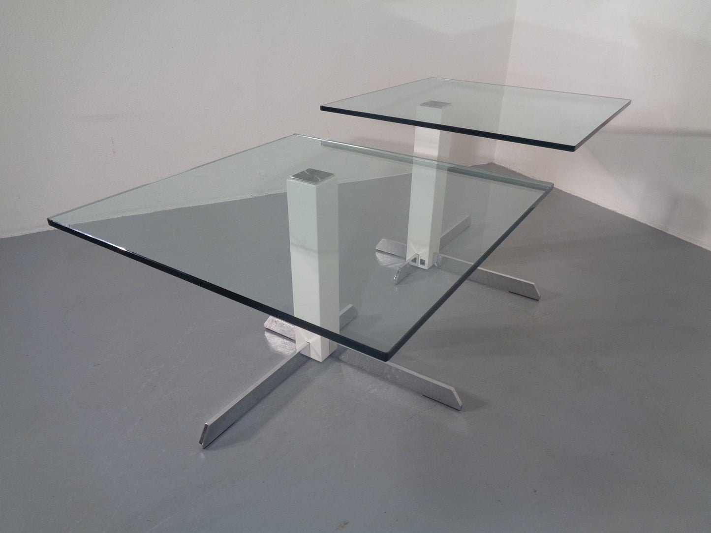 Glass and Metal Side Tables from WK Wohnen, 1990s, Set of 2