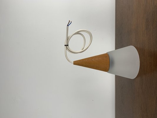 Glass and Teak Pendant Light from Es Horn, Denmark, 1980s-NJY-2042805