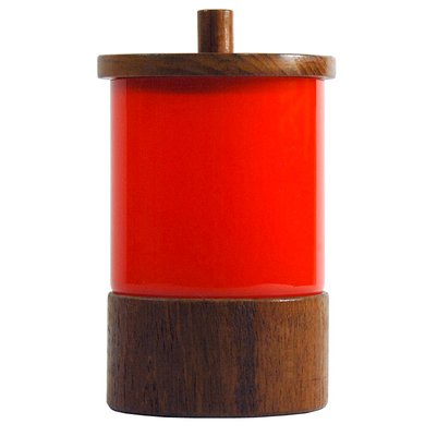 Glass and Teak Table Jar, Italy, 1970s-GIW-1700897