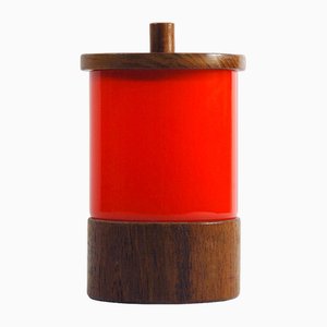 Glass and Teak Table Jar, Italy, 1970s-GIW-1700897