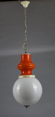 Glass and White Metal Ceiling Lamp from Stilux Milano, 1960s-RAQ-1293813