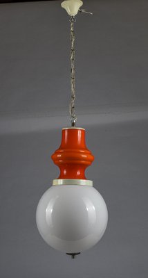 Glass and White Metal Ceiling Lamp from Stilux Milano, 1960s-RAQ-1293813