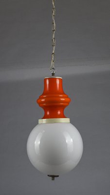 Glass and White Metal Ceiling Lamp from Stilux Milano, 1960s-RAQ-1293813