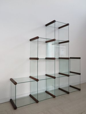 Glass and Wood Bookcase by Pierangelo Gallotti for Gallotti and Radice, 1980s-CC-1725694