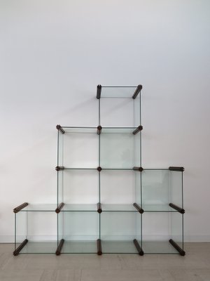 Glass and Wood Bookcase by Pierangelo Gallotti for Gallotti and Radice, 1980s-CC-1725694