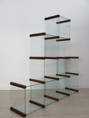 Glass and Wood Bookcase by Pierangelo Gallotti for Gallotti and Radice, 1980s-CC-1725694