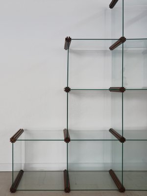 Glass and Wood Bookcase by Pierangelo Gallotti for Gallotti and Radice, 1980s-CC-1725694