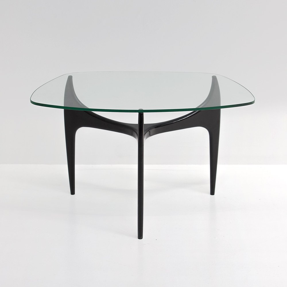 Glass and Wood Coffee Table by Jos de Mey for Luxus, 1950s