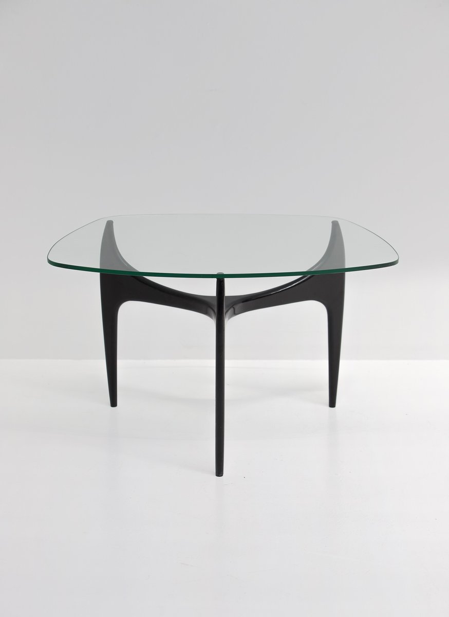 Glass and Wood Coffee Table by Jos de Mey for Luxus, 1950s