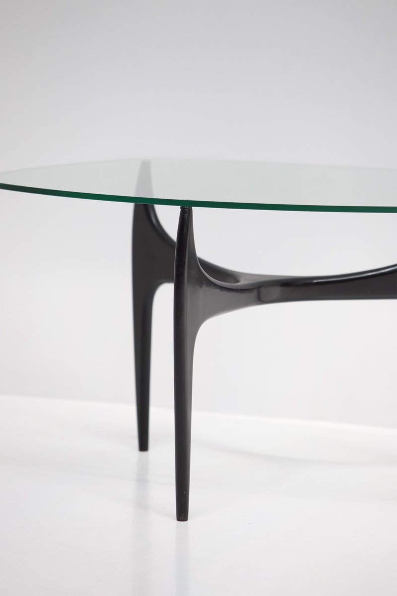 Glass and Wood Coffee Table by Jos de Mey for Luxus, 1950s