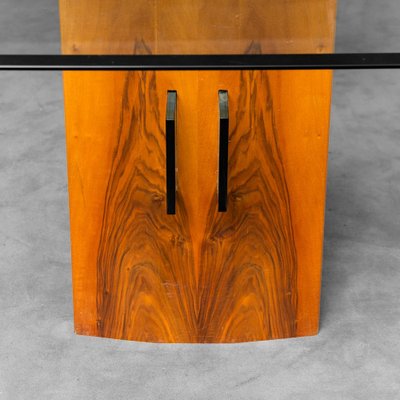 Glass and Wood Dining Table, 1980s-ZLY-1719176