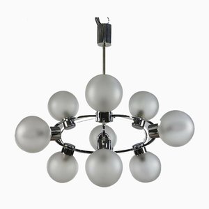 Glass Ball Sputnik Pendant Lamp, 1970s-FUP-890429