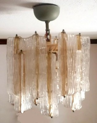 Glass Bark Chandelier from Venini, 1960s-FIP-994298