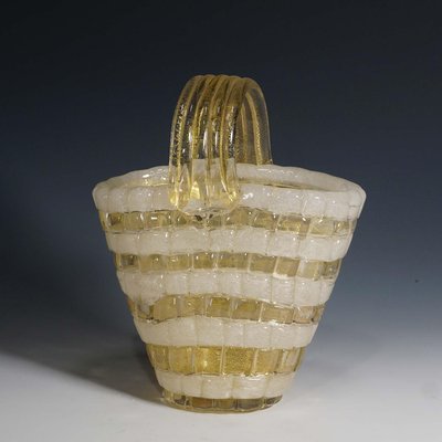 Glass Basket Attributed to Ercole Barovier for Barovier & Toso, 1940s-KJP-1288524