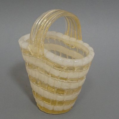 Glass Basket Attributed to Ercole Barovier for Barovier & Toso, 1940s-KJP-1288524