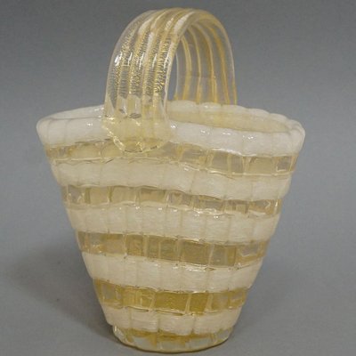 Glass Basket Attributed to Ercole Barovier for Barovier & Toso, 1940s-KJP-1288524