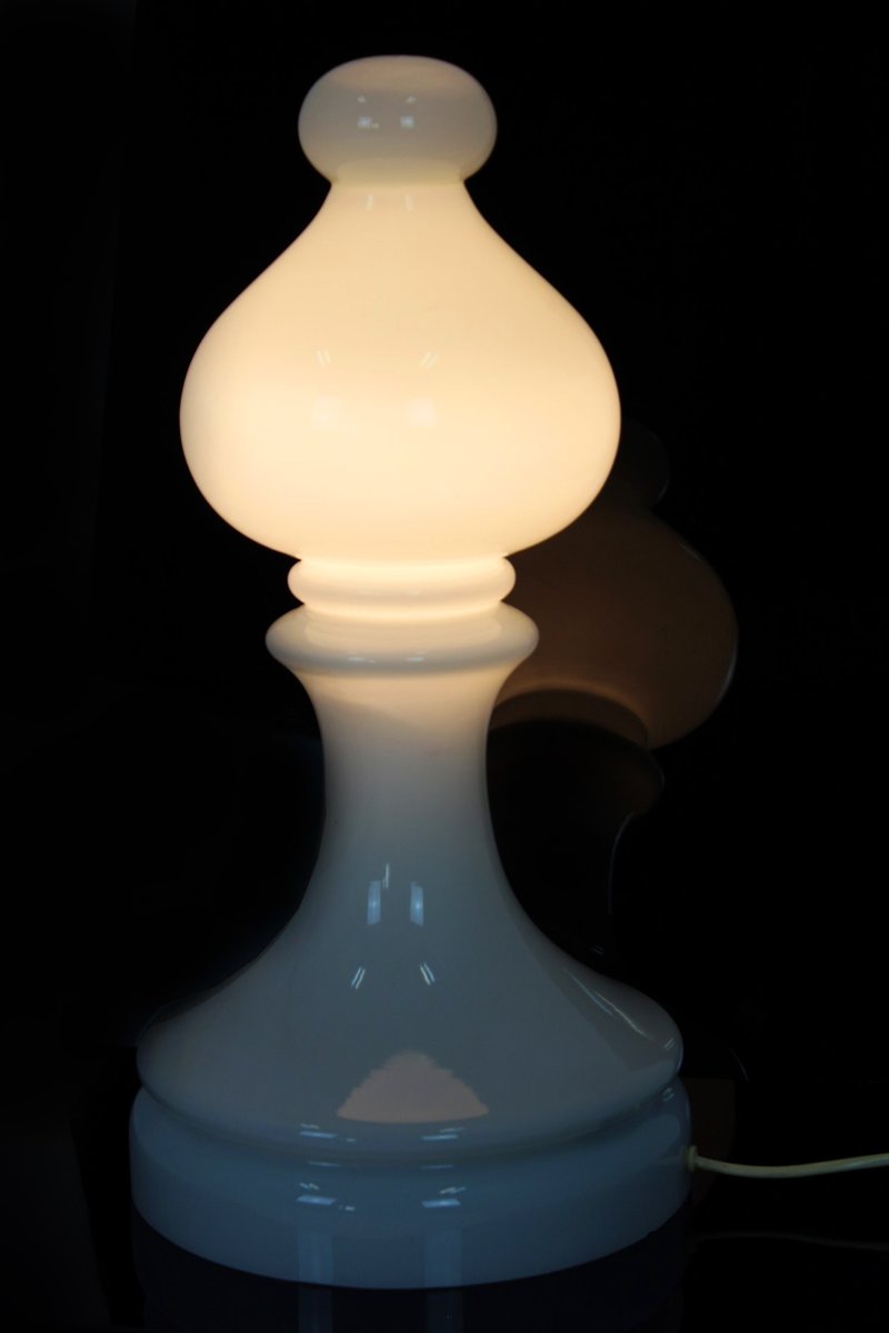 Glass Bishop Chess Table Lamp by Ivan Jakeš for Lighting Glass Valašské Meziříčí, 1970s