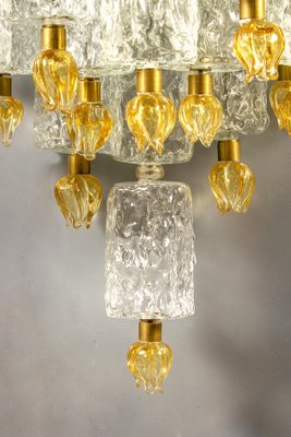 Glass Block & Gold Tulip Sconces from Barovier & Toso, 1940, Set of 2-MBH-1032382