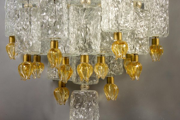 Glass Block & Gold Tulip Sconces from Barovier & Toso, 1940, Set of 2-MBH-1032384