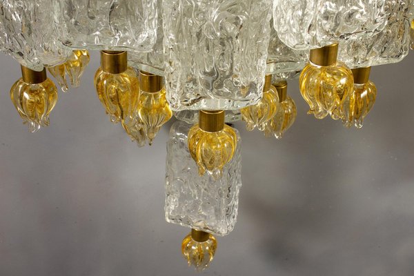 Glass Block & Gold Tulip Sconces from Barovier & Toso, 1940, Set of 2-MBH-1032384