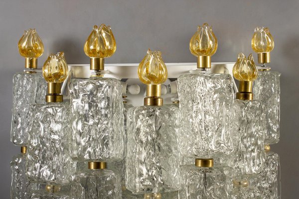 Glass Block & Gold Tulip Sconces from Barovier & Toso, 1940, Set of 2-MBH-1032382