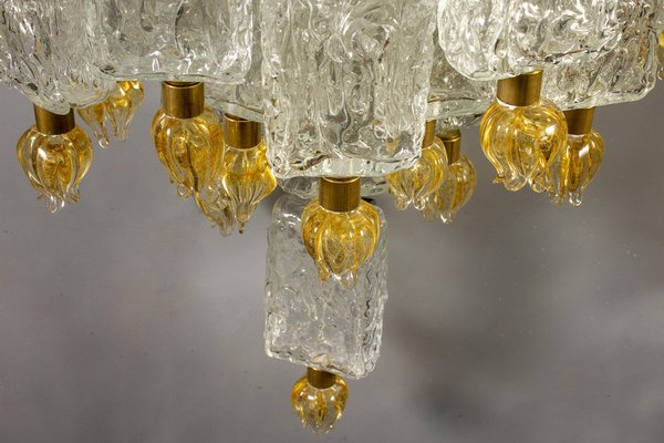 Glass Block & Gold Tulip Sconces from Barovier & Toso, 1940, Set of 2-MBH-1032382