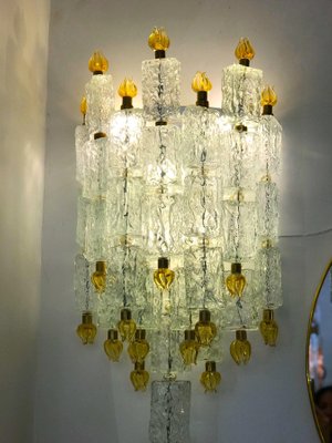 Glass Blocks with Gold Tulip Sconces from Barovier & Toso, 1940s, Set of 2-MBH-1032012