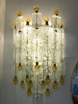 Glass Blocks with Gold Tulip Sconces from Barovier & Toso, 1940s, Set of 2-MBH-1032012