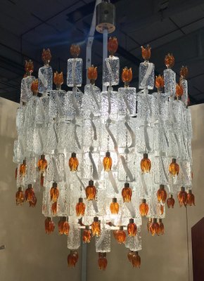 Glass Blocks with Gold Tulip Sconces from Barovier & Toso, 1940s, Set of 2-MBH-1032012