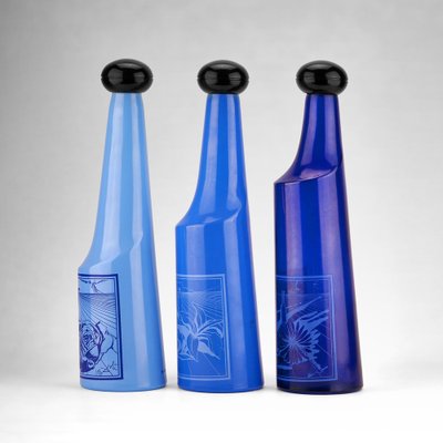 Glass Bottles Set by Salvador Dalí for Rosso Antico, Italy, 1970s, Set of 3-SED-1275007