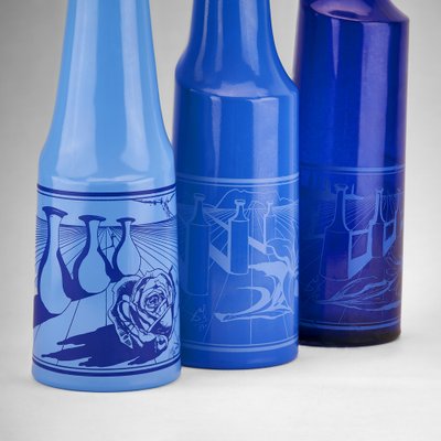 Glass Bottles Set by Salvador Dalí for Rosso Antico, Italy, 1970s, Set of 3-SED-1275007